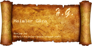 Heimler Géza névjegykártya